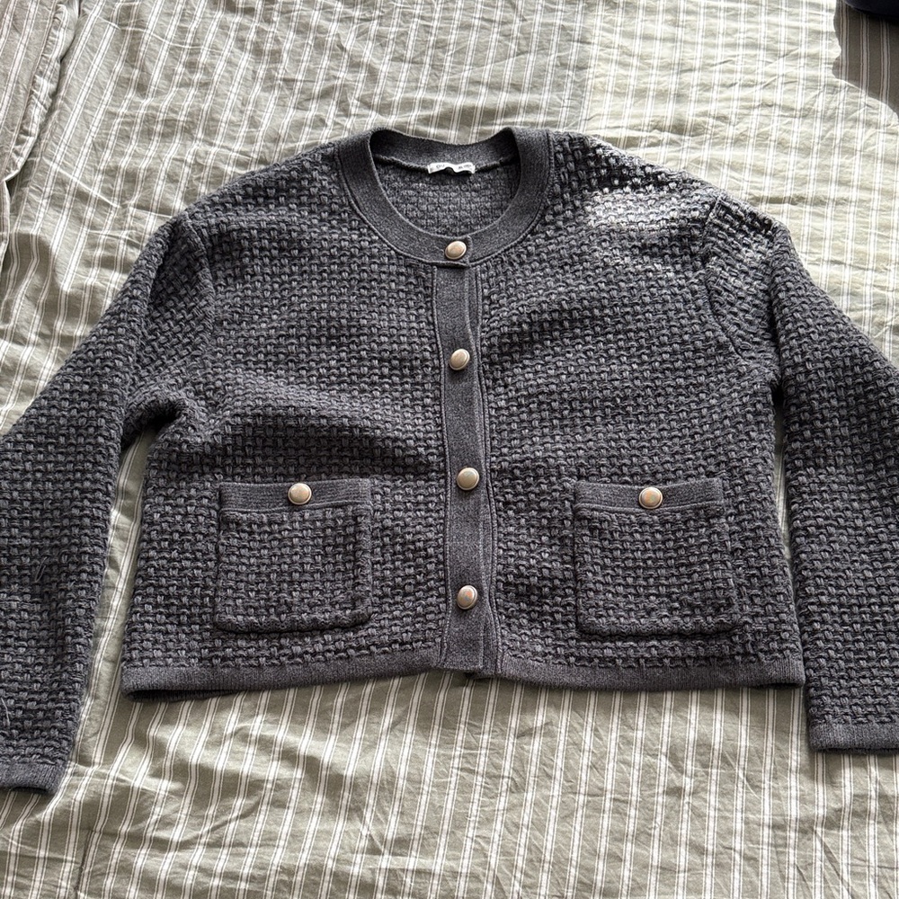 Charcoal Button-Up Women's Cardigan